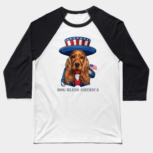 Cocker Spaniel Dog Bless America Baseball T-Shirt